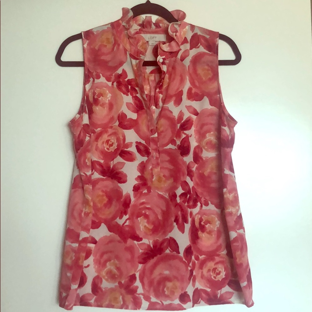 Ladies sleeveless floral blouse.